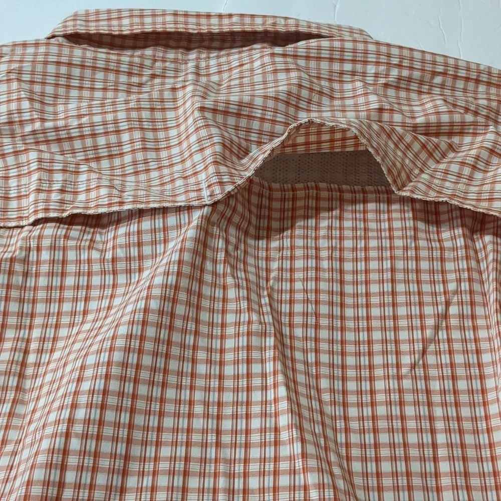 The North Face  Orange Plaid Long Sleeve Outdoor Shirt Men size XL